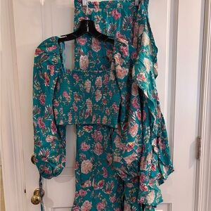 Floral Teal Two-Piece Set